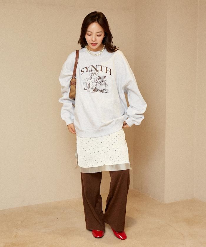 SYNTH 貓圖案加絨衛衣