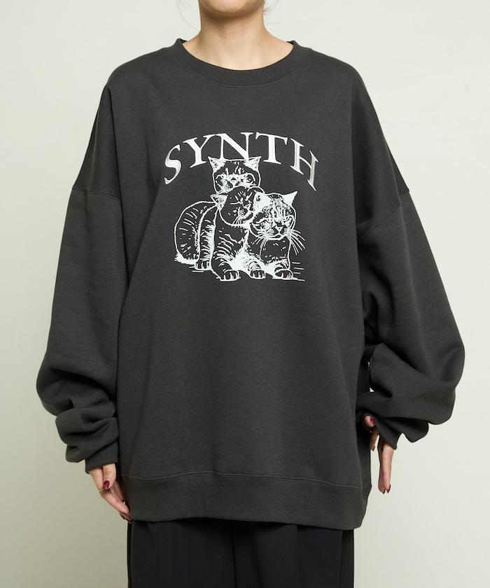 SYNTH 貓圖案加絨衛衣