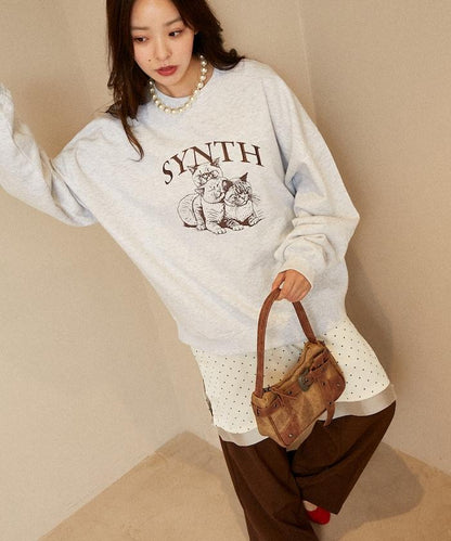 SYNTH 貓圖案加絨衛衣