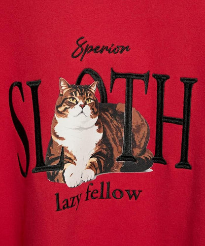 SLOTH 貓圖案加絨衛衣