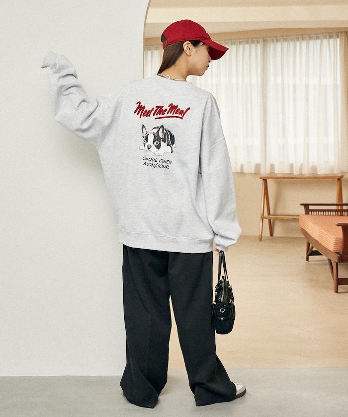 相良刺繡法鬥犬加絨衛衣