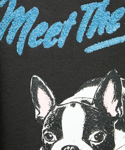 相良刺繡法鬥犬加絨衛衣