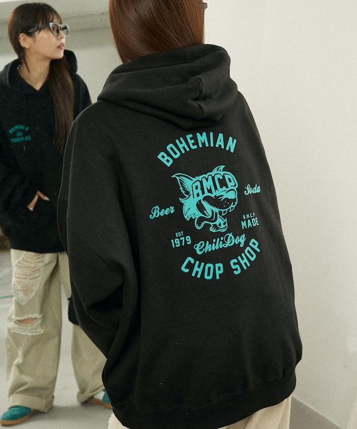 BMCP 狼圖案加絨連帽衛衣