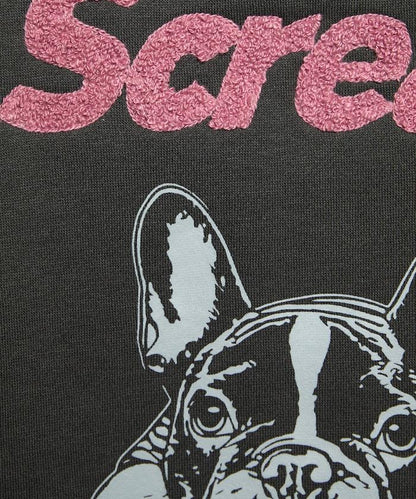 相良刺繡法鬥犬加絨連帽衛衣