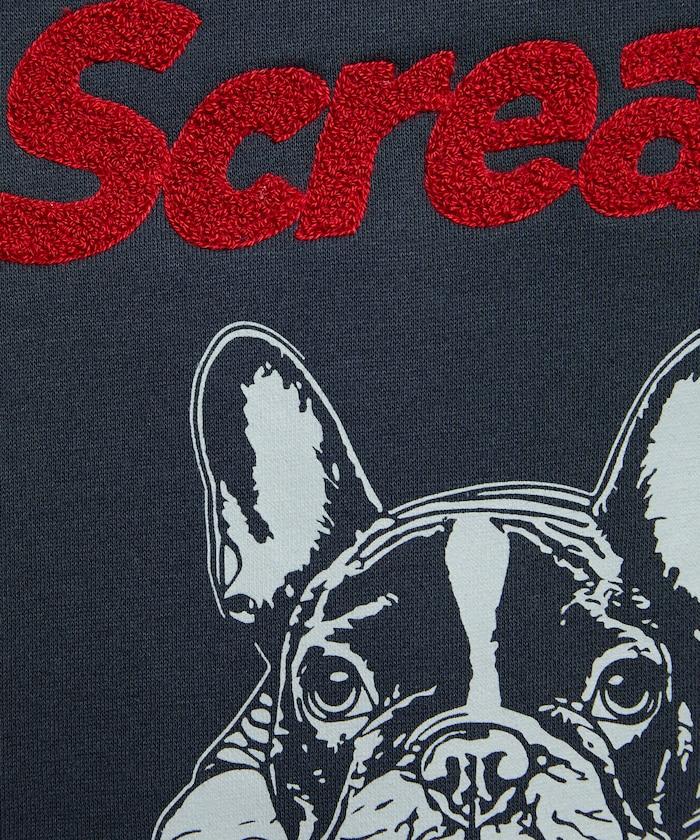 相良刺繡法鬥犬加絨連帽衛衣