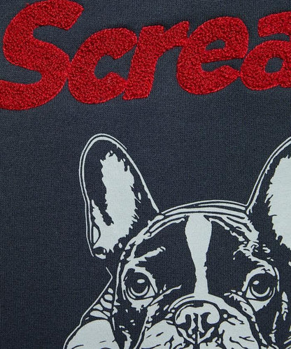 相良刺繡法鬥犬加絨連帽衛衣