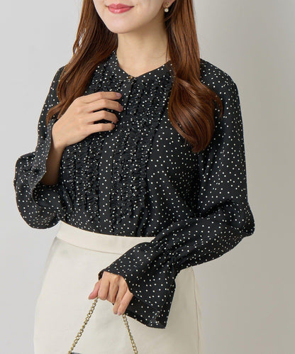 荷葉邊雪紡襯衫