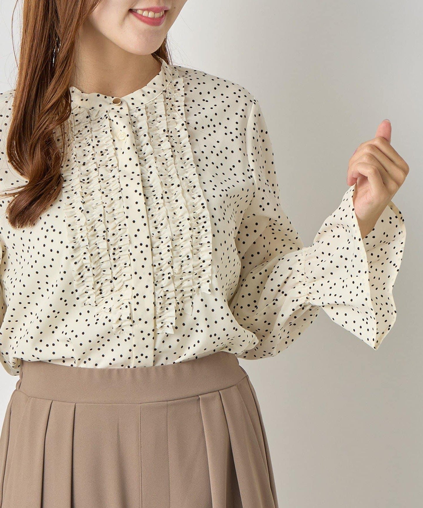 荷葉邊雪紡襯衫