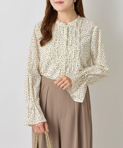 荷葉邊雪紡襯衫