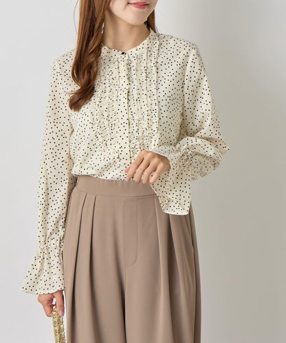 荷葉邊雪紡襯衫