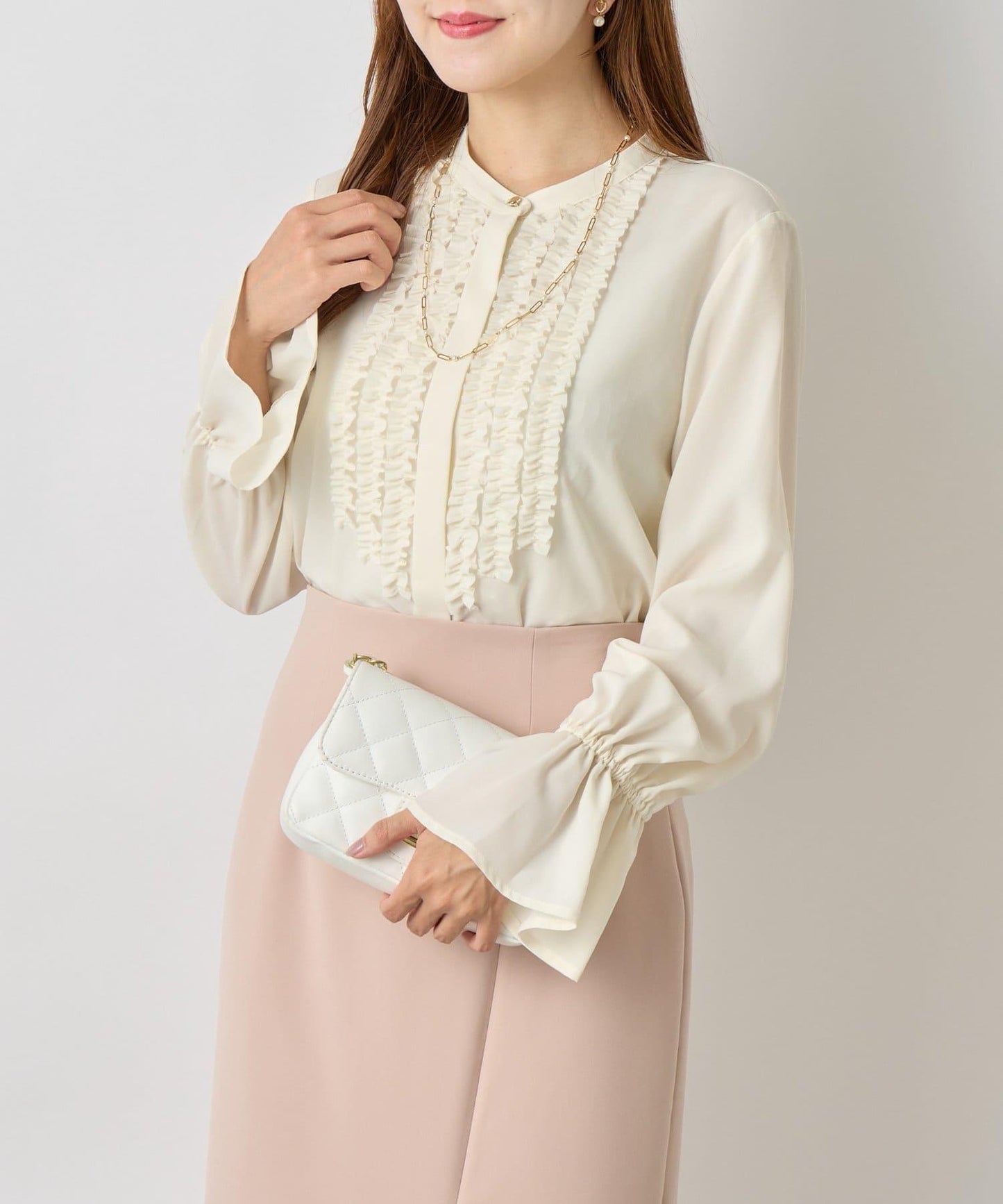 荷葉邊雪紡襯衫