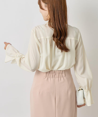 荷葉邊雪紡襯衫