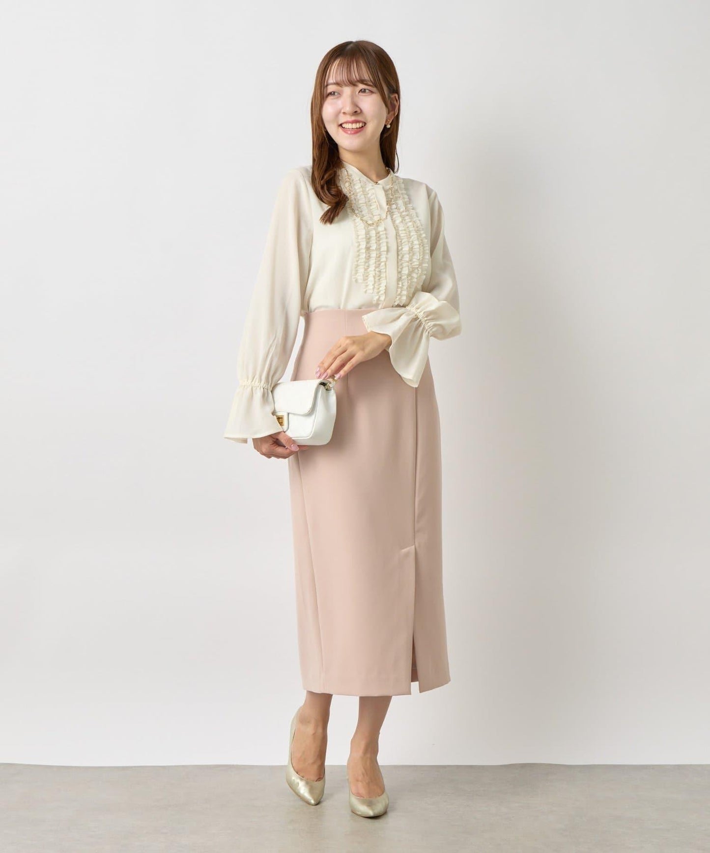 荷葉邊雪紡襯衫