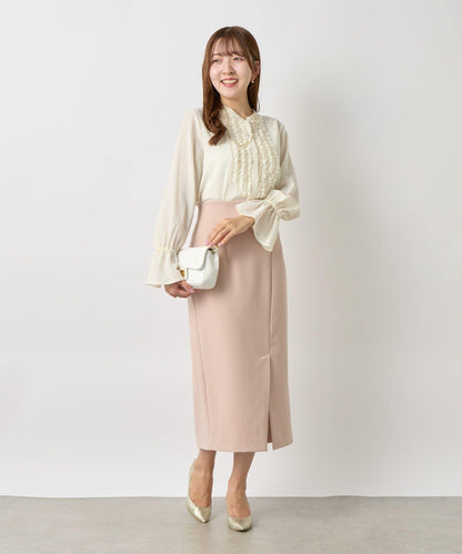 荷葉邊雪紡襯衫