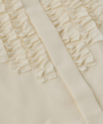 荷葉邊雪紡襯衫