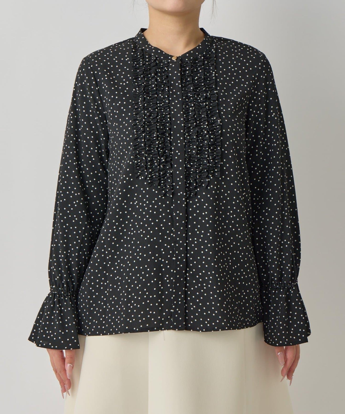 荷葉邊雪紡襯衫