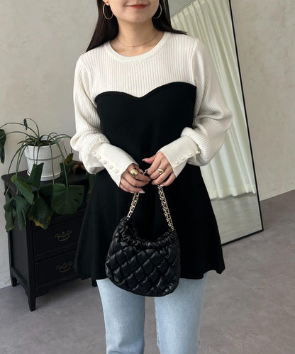 荷葉邊吊帶拼接針織衫