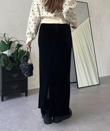 彈力天鵝絨直筒裙