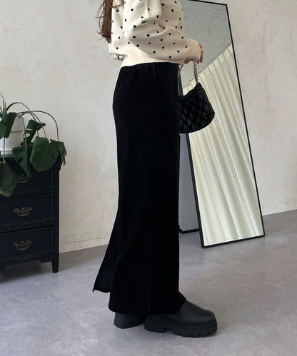 彈力天鵝絨直筒裙