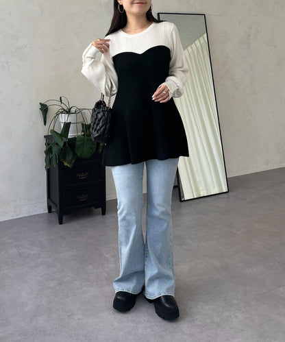 荷葉邊吊帶拼接針織衫
