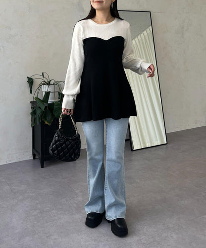 荷葉邊吊帶拼接針織衫