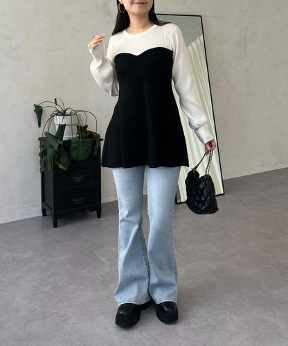 荷葉邊吊帶拼接針織衫