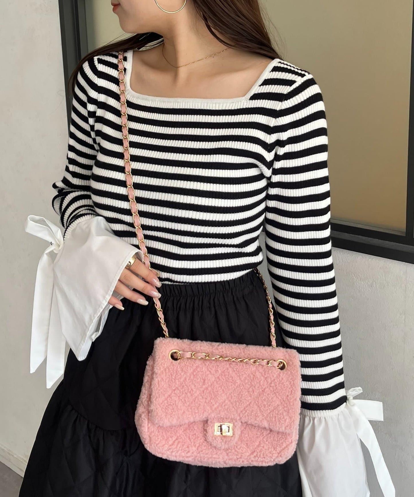 羊羔絨絎縫單肩包