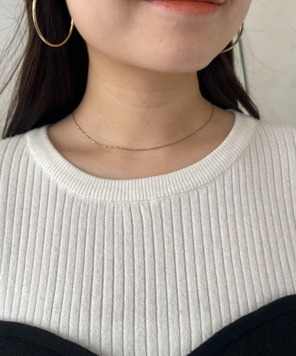 荷葉邊吊帶拼接針織衫