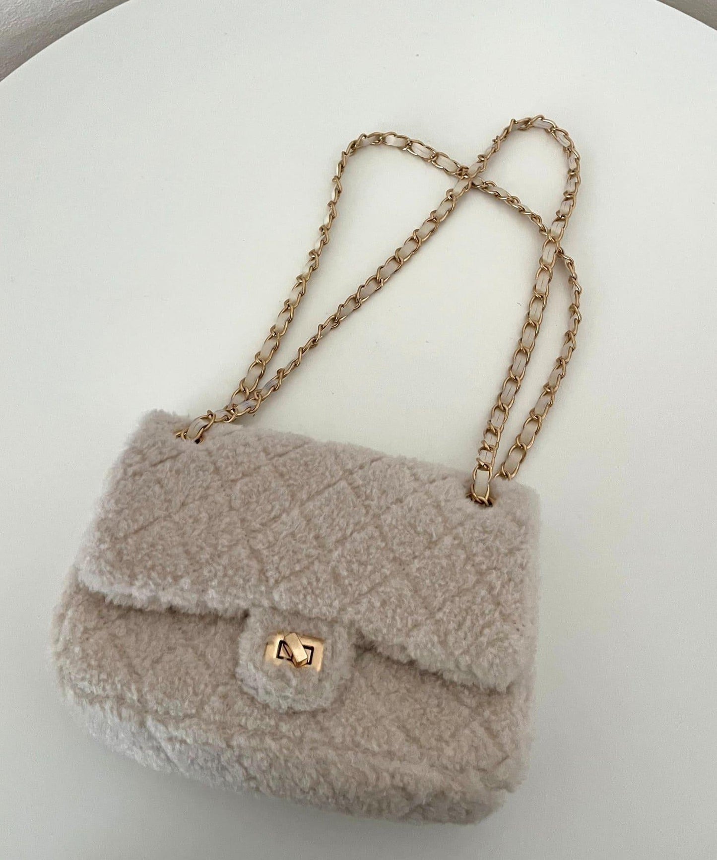 羊羔絨絎縫單肩包