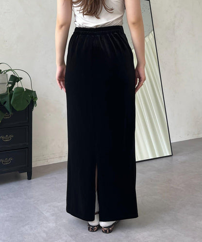 彈力天鵝絨直筒裙