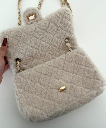 羊羔絨絎縫單肩包