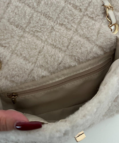 羊羔絨絎縫單肩包