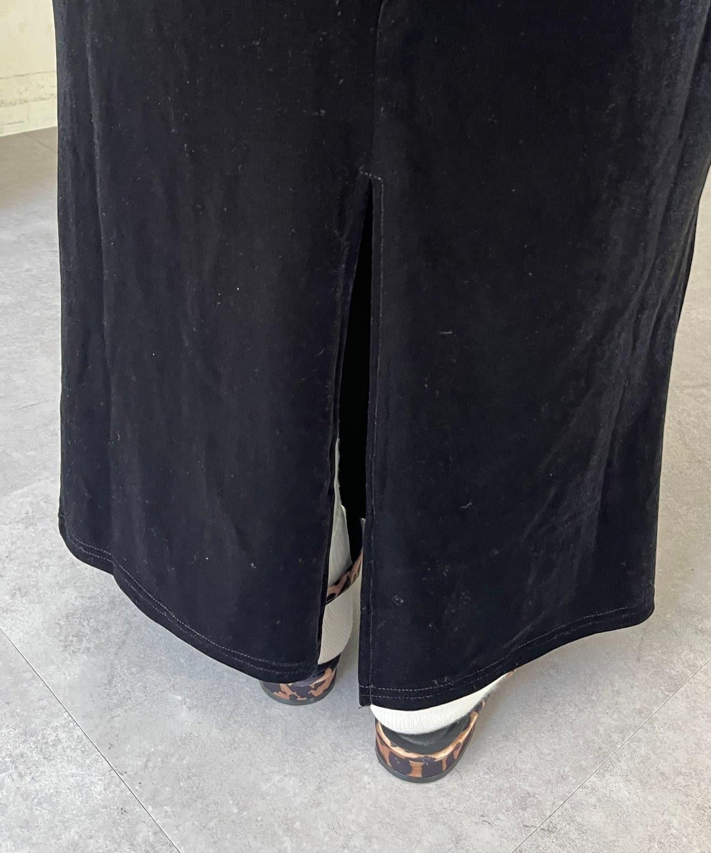 彈力天鵝絨直筒裙