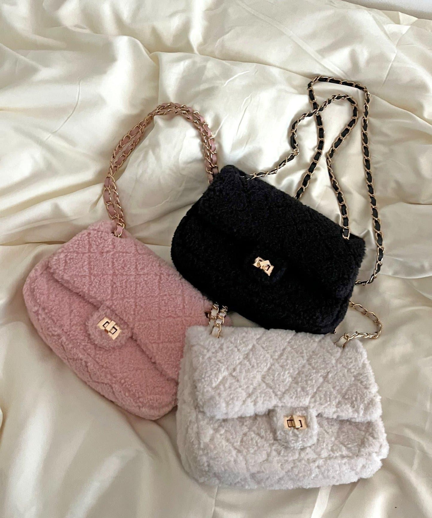 羊羔絨絎縫單肩包