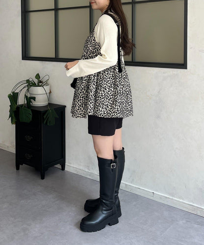 天鵝絨吊帶豹紋抹胸