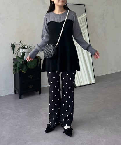 荷葉邊吊帶拼接針織衫