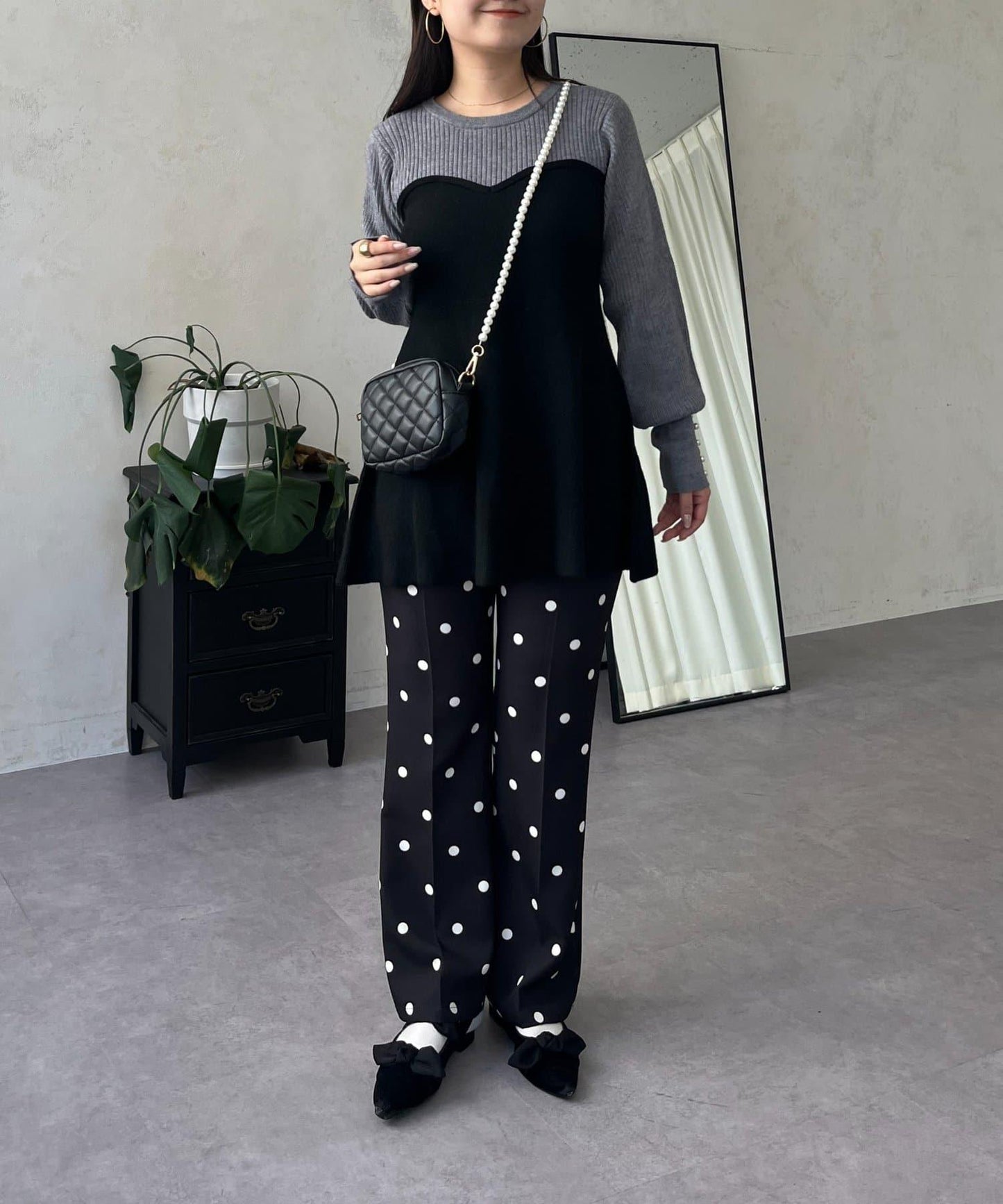 荷葉邊吊帶拼接針織衫