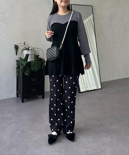 荷葉邊吊帶拼接針織衫