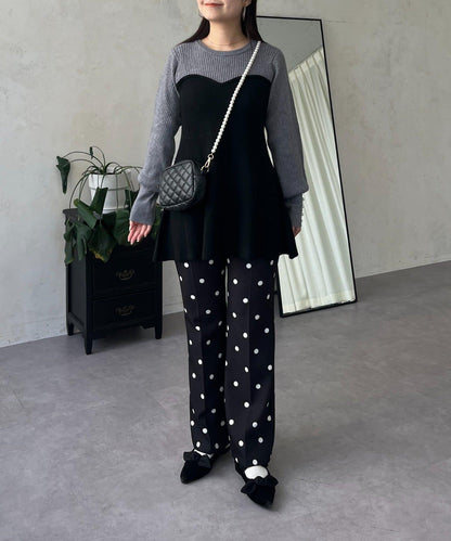 荷葉邊吊帶拼接針織衫