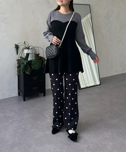 荷葉邊吊帶拼接針織衫