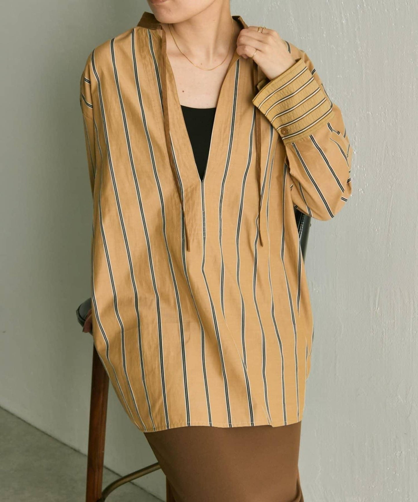 帶紐扣條紋襯衫【SUM1 STYLE】