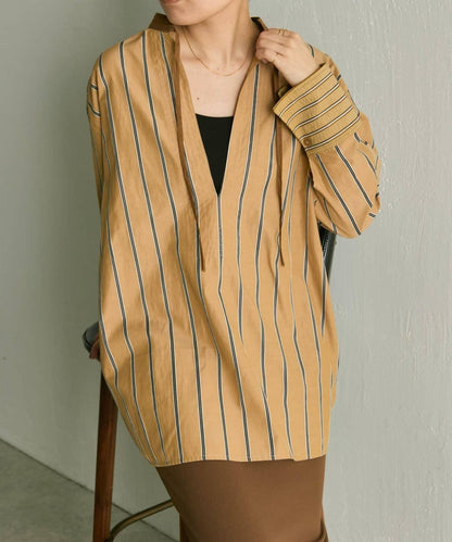 帶紐扣條紋襯衫【SUM1 STYLE】