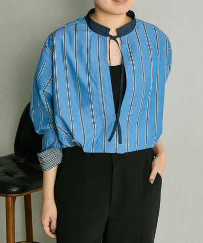 帶紐扣條紋襯衫【SUM1 STYLE】