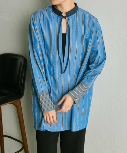 帶紐扣條紋襯衫【SUM1 STYLE】