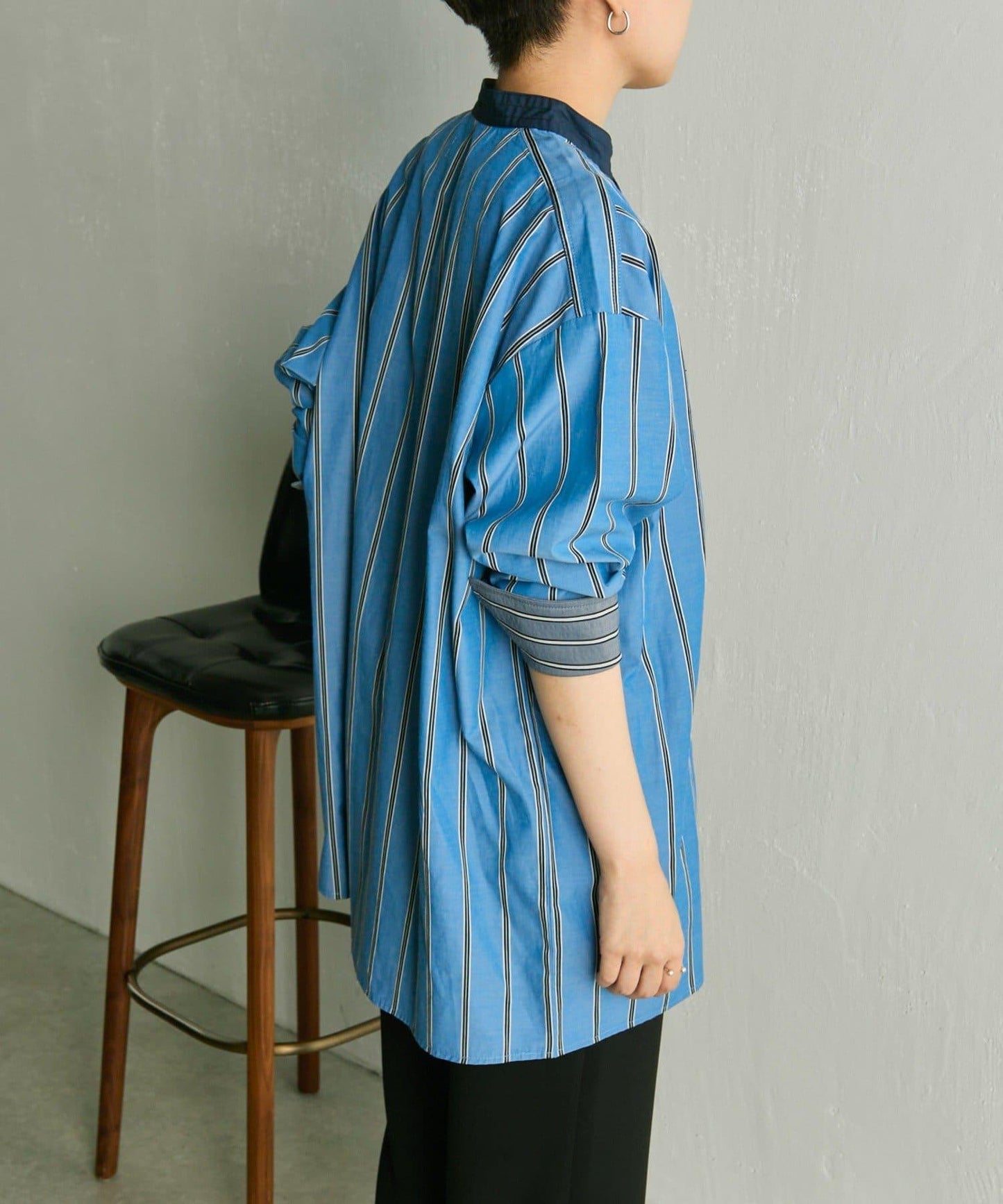 帶紐扣條紋襯衫【SUM1 STYLE】