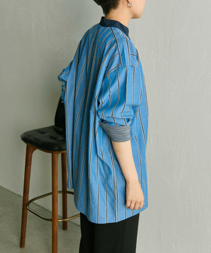 帶紐扣條紋襯衫【SUM1 STYLE】