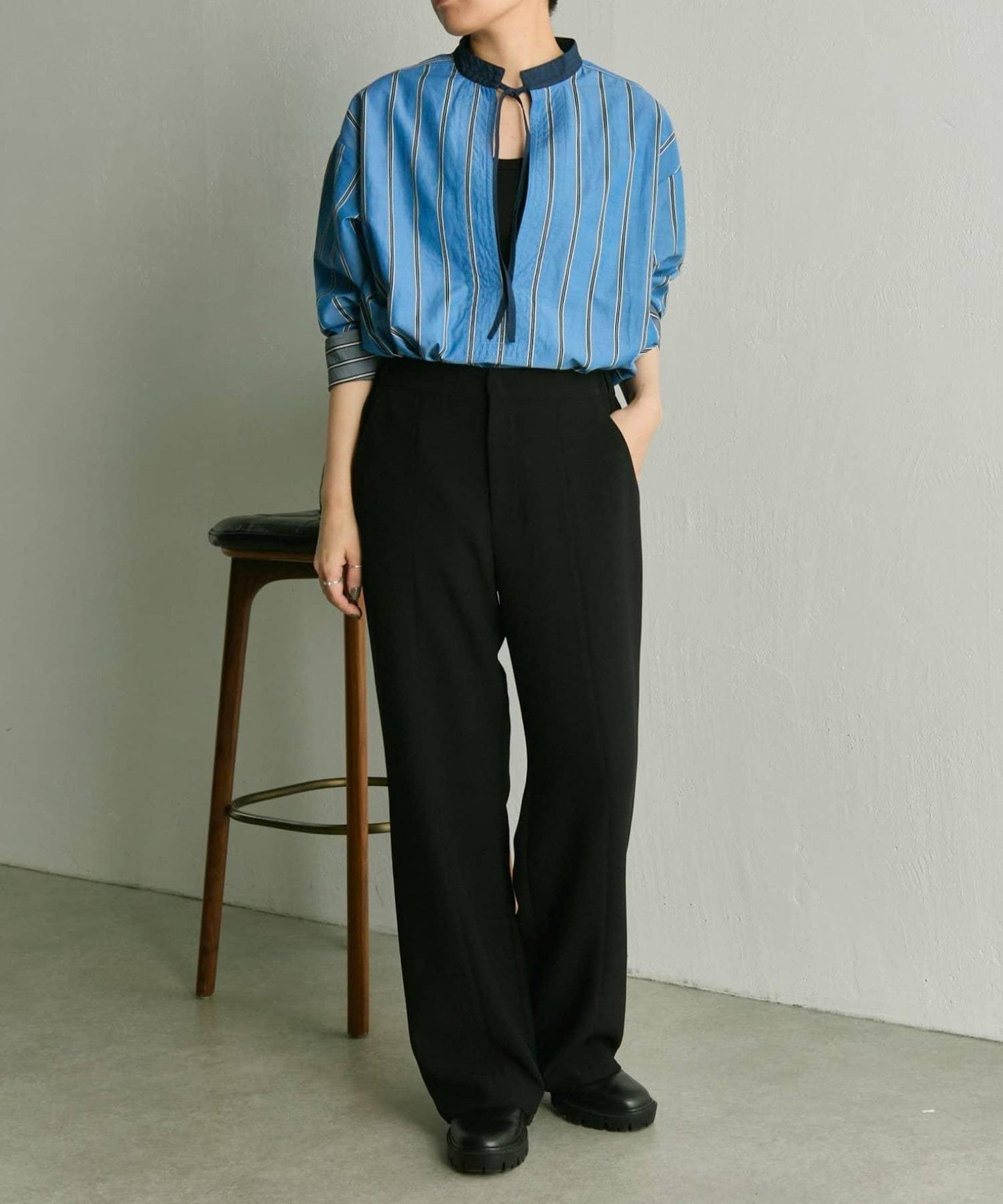 帶紐扣條紋襯衫【SUM1 STYLE】