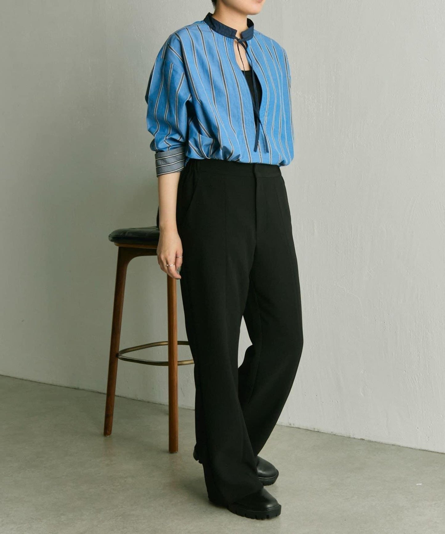 帶紐扣條紋襯衫【SUM1 STYLE】