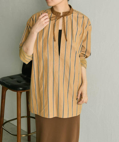 帶紐扣條紋襯衫【SUM1 STYLE】