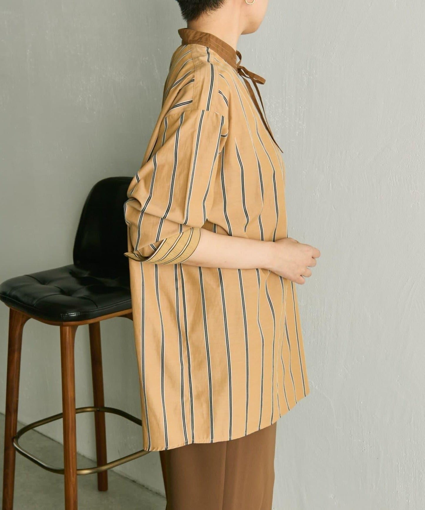 帶紐扣條紋襯衫【SUM1 STYLE】